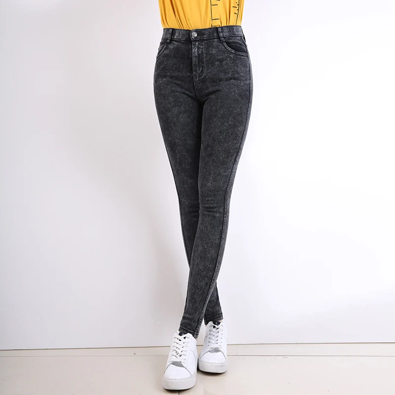 Женские облегающие джинсы LEIJIJEANS, классические высокоэластичные черные джинсы средней посадки со снежинками, модель 9259 большого размера