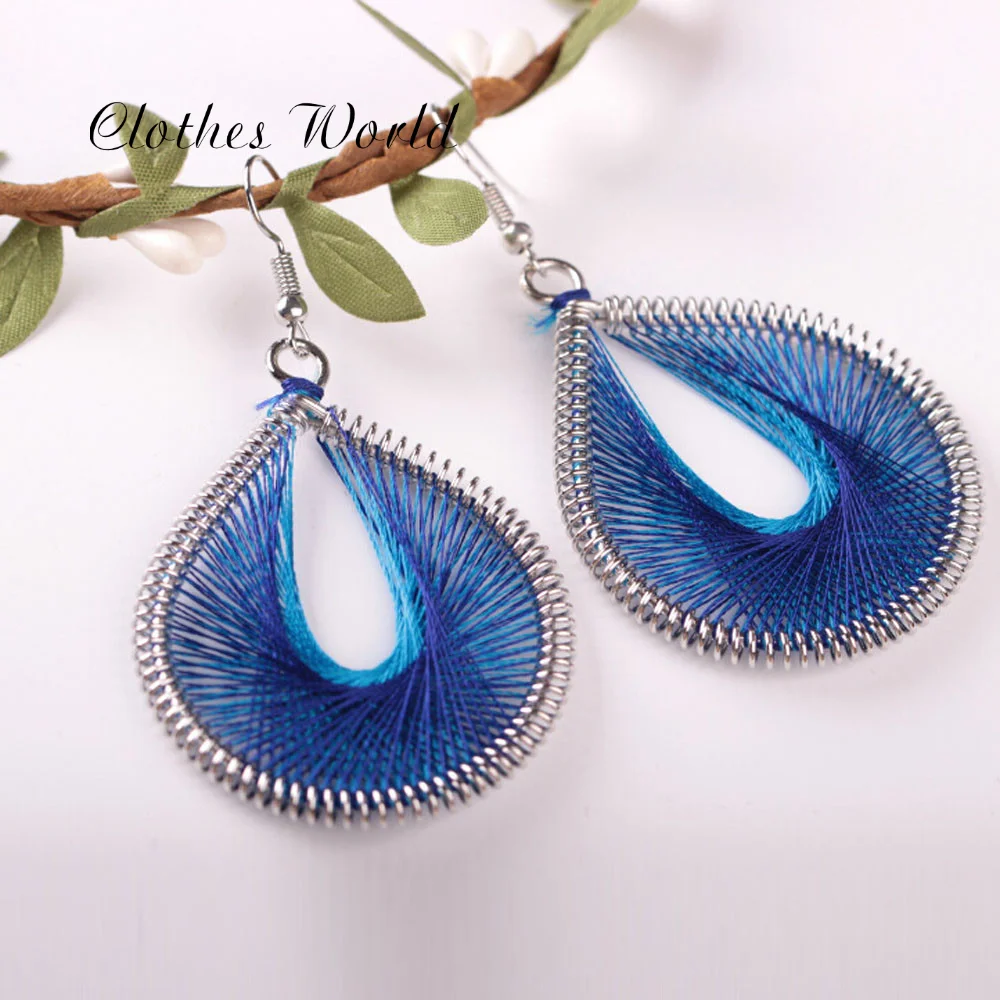 1Pair Big Water Drop Earrings Geometric Women Alloy Dangle Earings Eardrop Design Personality Long Party Jewelry Pendant Blue | Украшения и