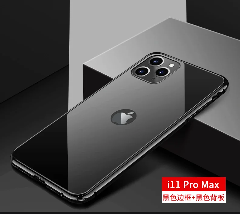 Black Для Apple iPhone 11 Pro Max ультра тонкий металлический алюминиевый бампер рамка чехол для iPhone 11 Pro стеклянный задний Чехол - Цвет: Black