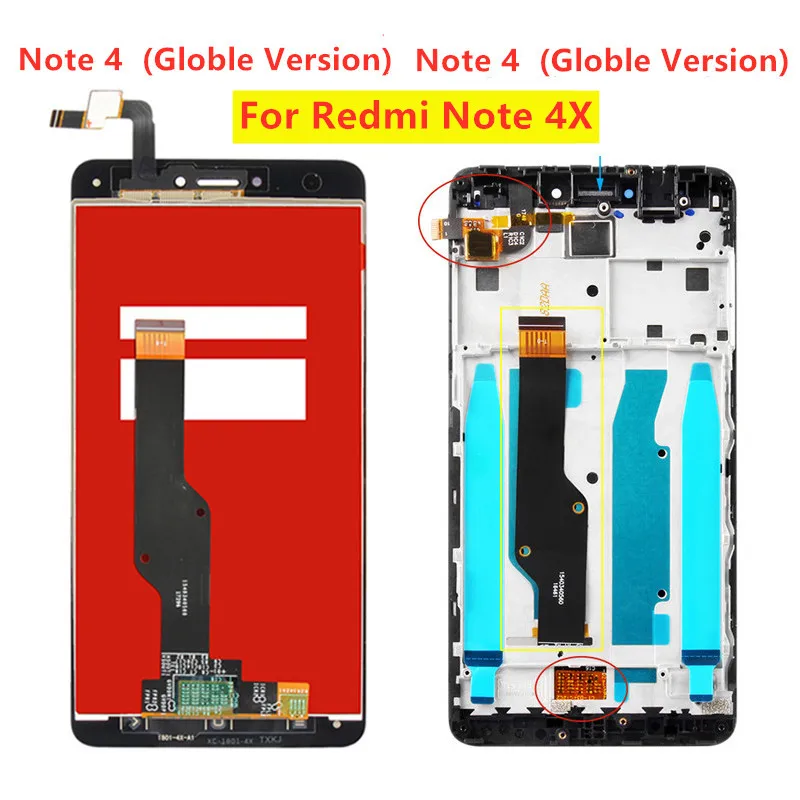 5," ЖК-дисплей для Xiaomi Redmi Note 4X/Note 4 глобальная версия кодирующий преобразователь сенсорного экрана в сборе с рамкой для Snapdragon 625