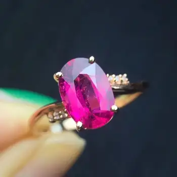 

Fine Jewelry Real Pure 18 K Gold AU750 100% Natural Red Tourmaline Gemstone 2.5ct Female Rings Brazil Origin for Women's Gift