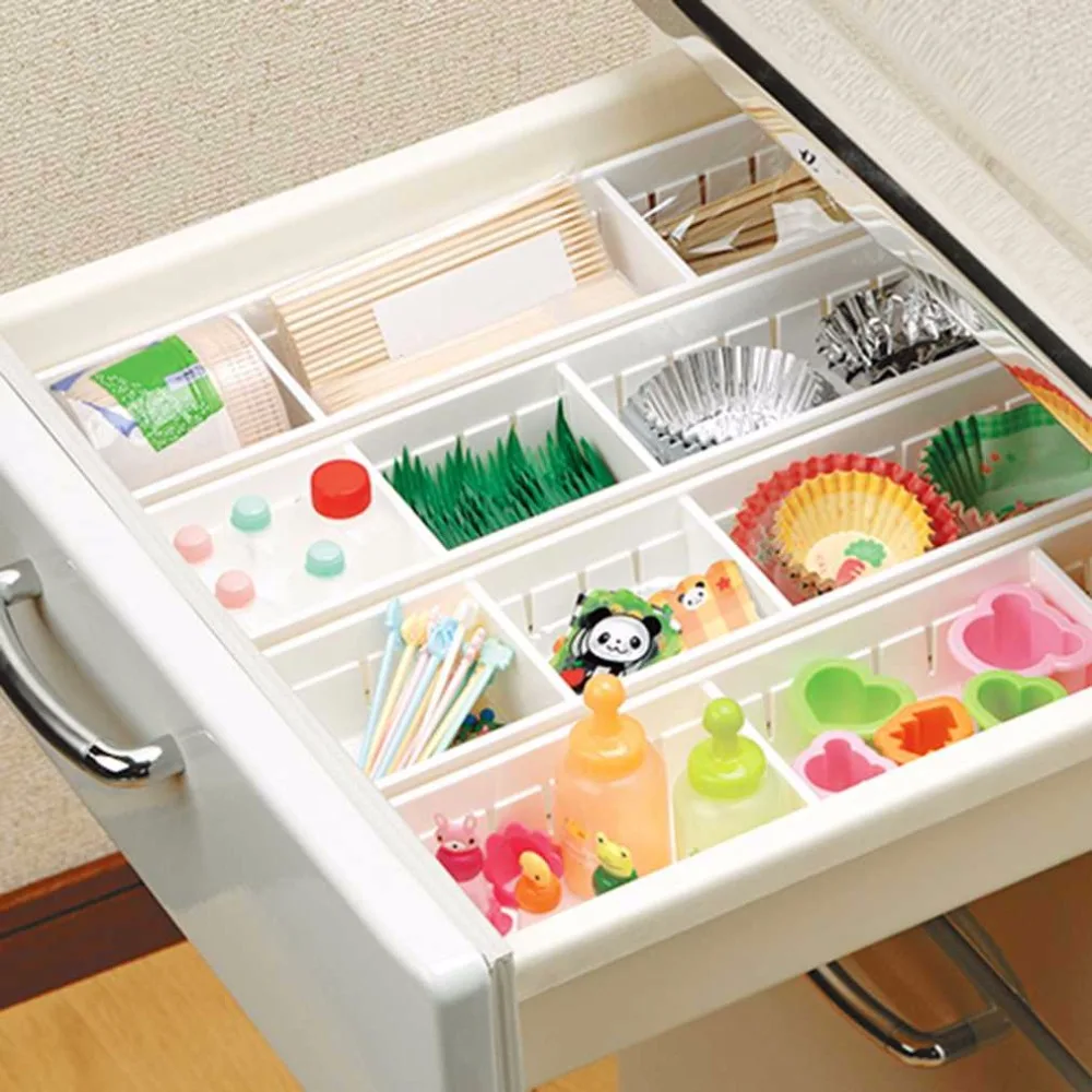 Plastic Adjustable Drawer Organizer Sundries Organizer Home Kitchen Tableware  Cosmetics Storage Box Case Drop Shipping