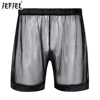 

Sexy Gay Underwear Summer Breathable See-through Mesh Boxershorts Men Stretchy Loose Boxer Shorts Erotic Lingerie Nightwear