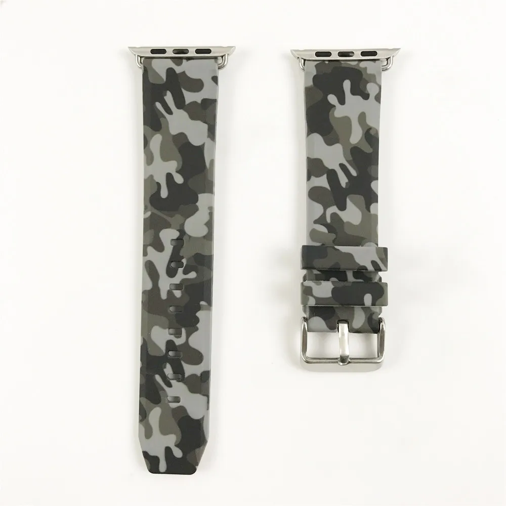 

Camouflage Silicone Strap for Apple Watch Band 44mm 40mm 38mm 42mm Bracelet for iWatch 4 3 2 1 Accessories New Sport Wrist Belt