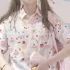 Shirts Women Short Sleeve Print Lovely Loose Korean Style Summer Fashion Feminino Blouses Prevalent Sweet Turn-down Collar Chic ► Photo 2/6