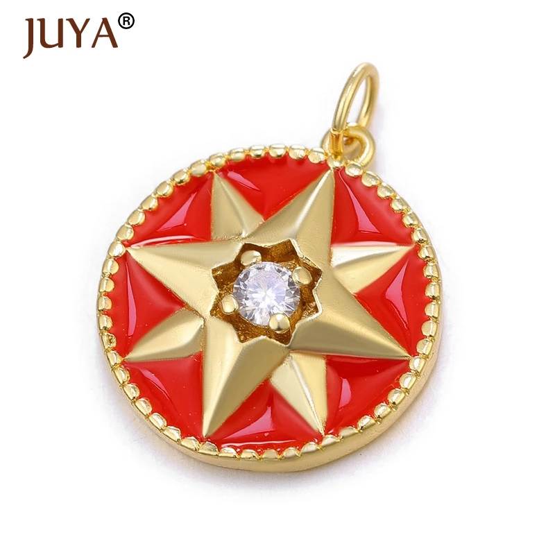 red JUYA Новые Модные Подвески для изготовления ювелирных изделий солнце/звезды/луна Эмаль Шарм Высокое качество DIY аксессуары для рукоделия - Окраска металла: red