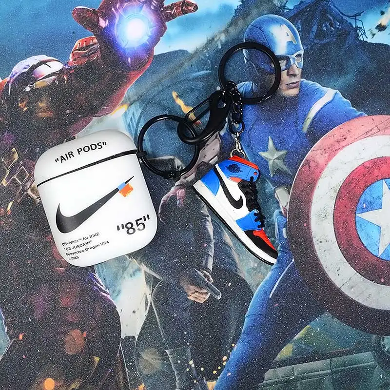a shoe w case Прямая поставка Chicago pod 2 Чехол ПВХ брелок в виде кроссовка для подарка 3D мини-кроссовки Спортивное черное кольцо посылка брелок в виде кроссовка s - Цвет: a shoe w case