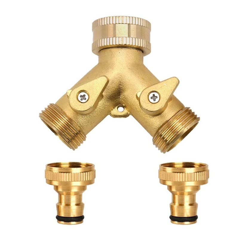 3/4" Two-way Garden Hose Water Tap Splitter Connector Y Valve Control Water Q3V0 