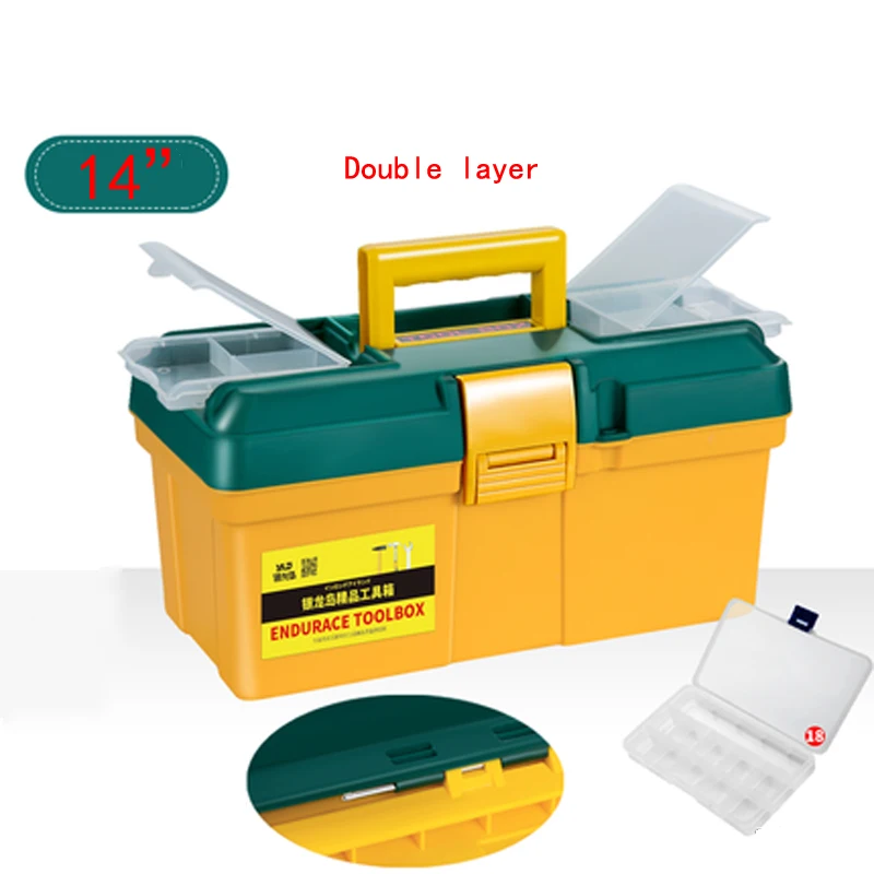 

14/18/20 Inch Hardware Household Plastic Large Small Medium Portable Multifunction Maintenance Car Box Storage Box Toolbox