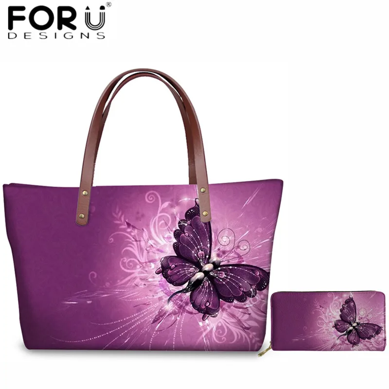 FORUDESIGNS/3D красота бабочка животных сумки набор для женщин Повседневное сумки на плечо большой емкости сумка для леди 2 шт. путешествия - Цвет: HMA654AL-Z21