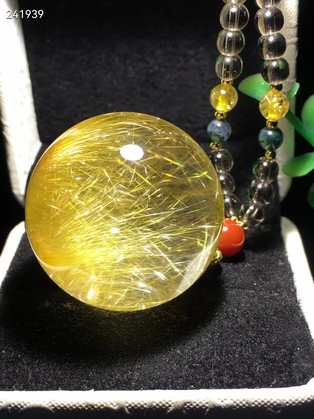 28.5mm Natural Gold Rutilated Quartz Pendant Round Ball Sphere Necklace Brazil Rutilted Water Drop Women Men Jewelry AAAAAAA | Украшения и