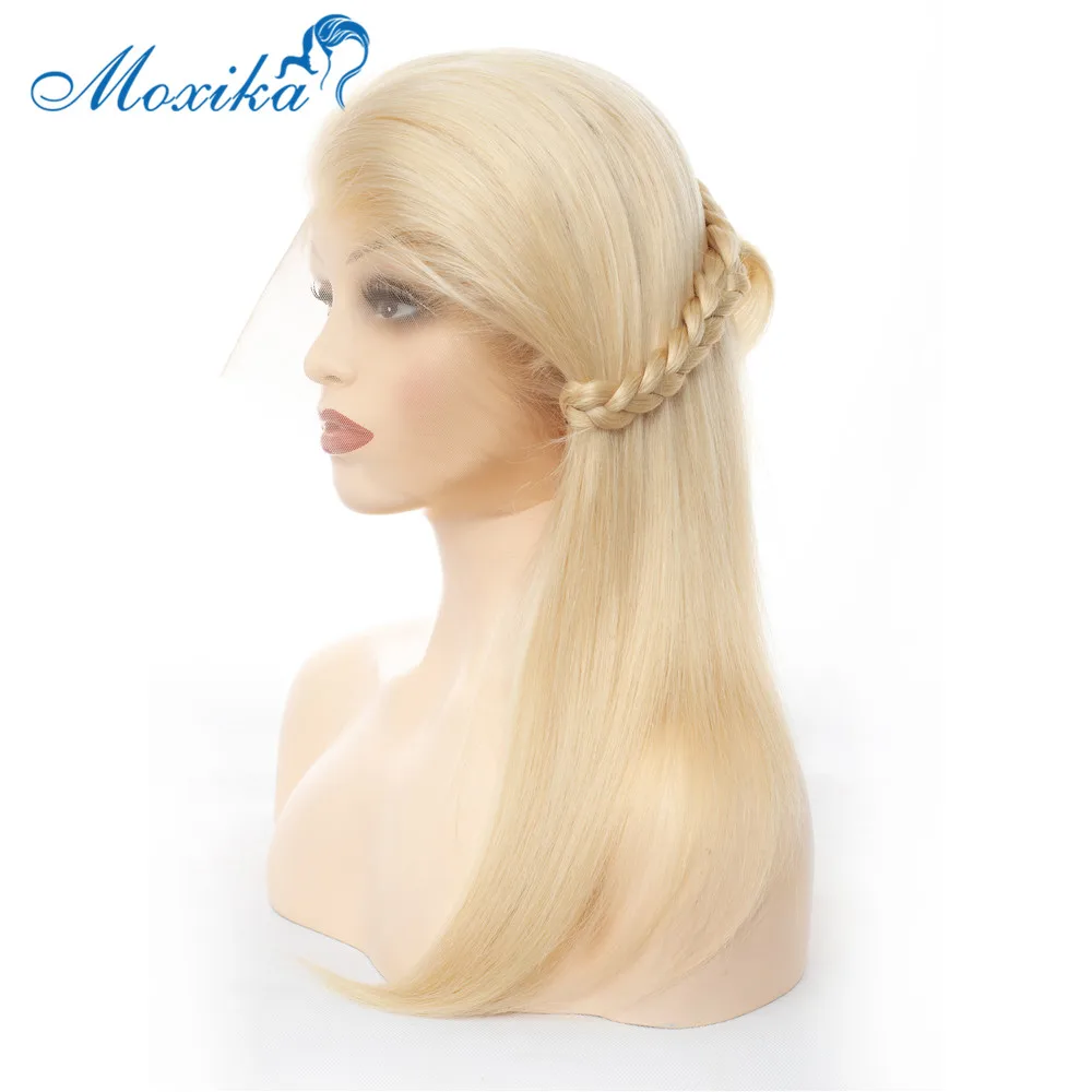 Moxika блонд 613, полностью кружевные передние человеческие волосы, парики с детскими волосами, предварительно выщипанные Remy, бразильские прямые волосы, полностью кружевные передние парики