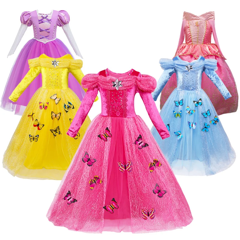 

Dress For Girls Sleeping Beauty Dresses Kids Cosplay Rapunzel Aurora Princess Costume Children Birthday Party Clothes Accessory