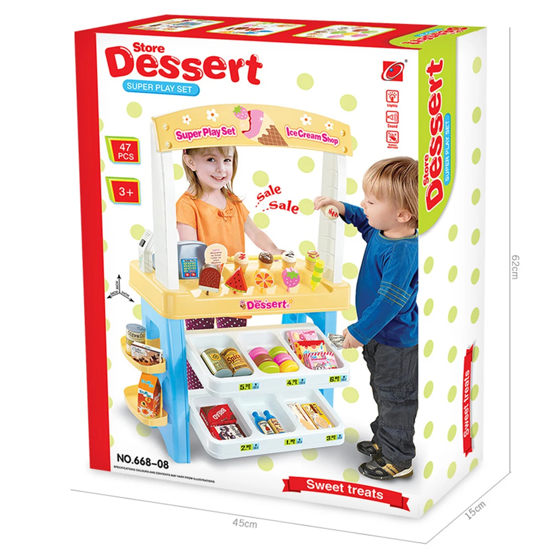47 шт./компл. Дети моделирование супер Рынок Playset мульти-функциональный Рынок стойло кассовый аппарат игрушка в подарок на день рождения-розовый/желтый