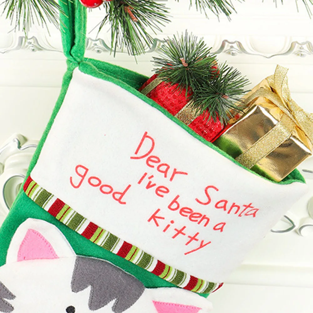 Decor For The New Year Dog Pattern Christmas Stockings Sock Pendant Candy Gift Bag Xmas Tree Decor