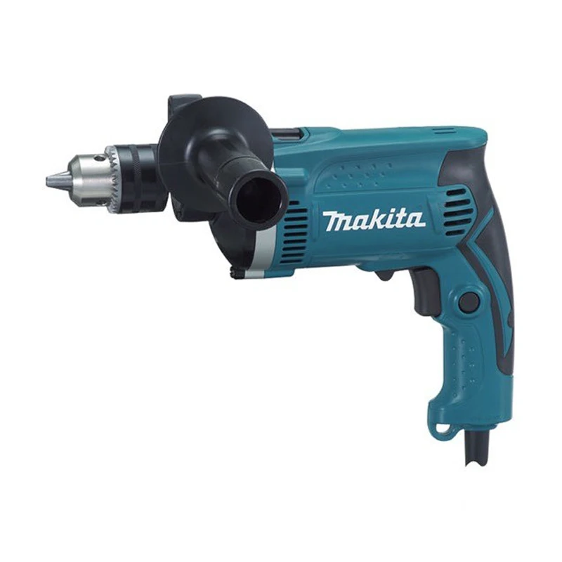 Дрель ударная Makita HP1630 (Мощность 710 Вт, скорость вращения 3200 об/мин, количество ударов 48000 уд/мин, регулировка скорости, реверс, дополнительная рукоятка)