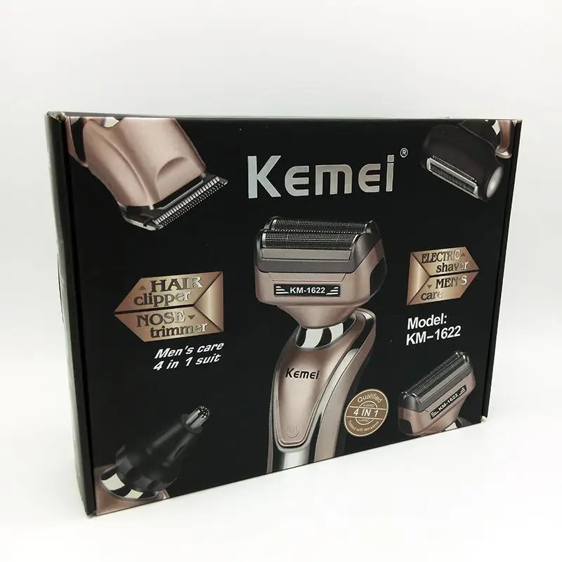 Kemei 4 в 1 многофункциональная машинка для стрижки волос Бритва мужская Перезаряжаемый для бритья машинка для носа Ушная машинка для стрижки для ухода за шерстью комплект - Цвет: Brown with box