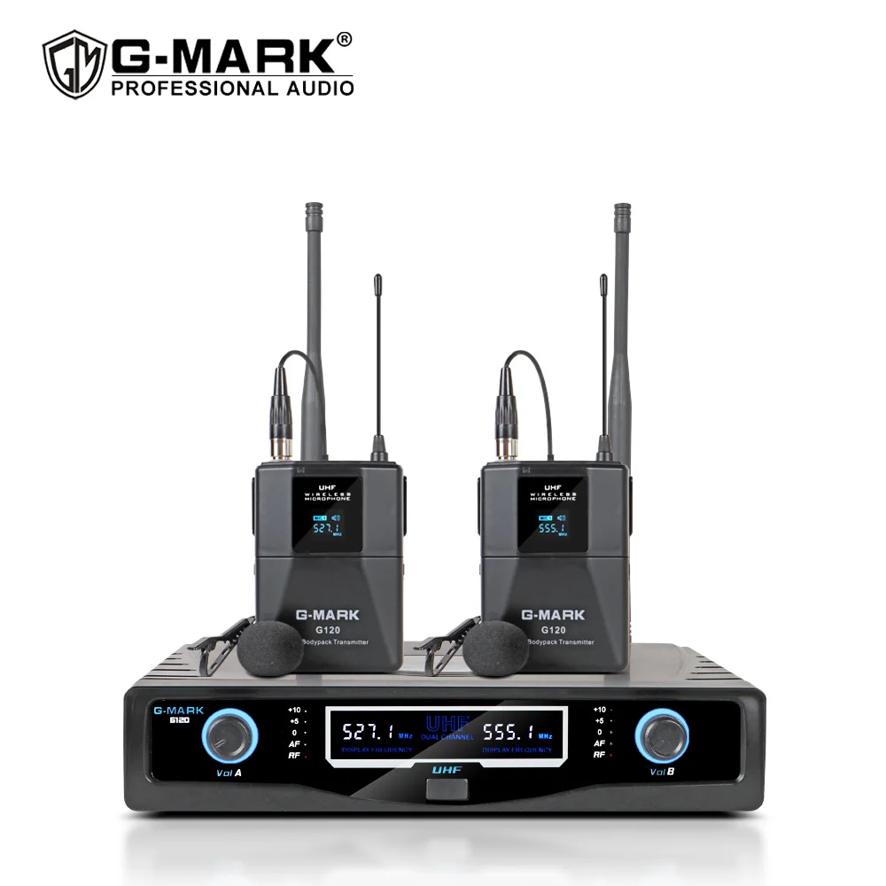 G-MARK G120 Lavalier Microphone Dual Way UHF Fixed Frequency Wireless System With Bodypack Mic