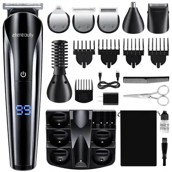 

Clippers Hairs Electric Trimmer Men Beard Trimmer Kit Hair Clipper All-In-1 Rechargeable Grooming Kit For Men Adults (US Plug)
