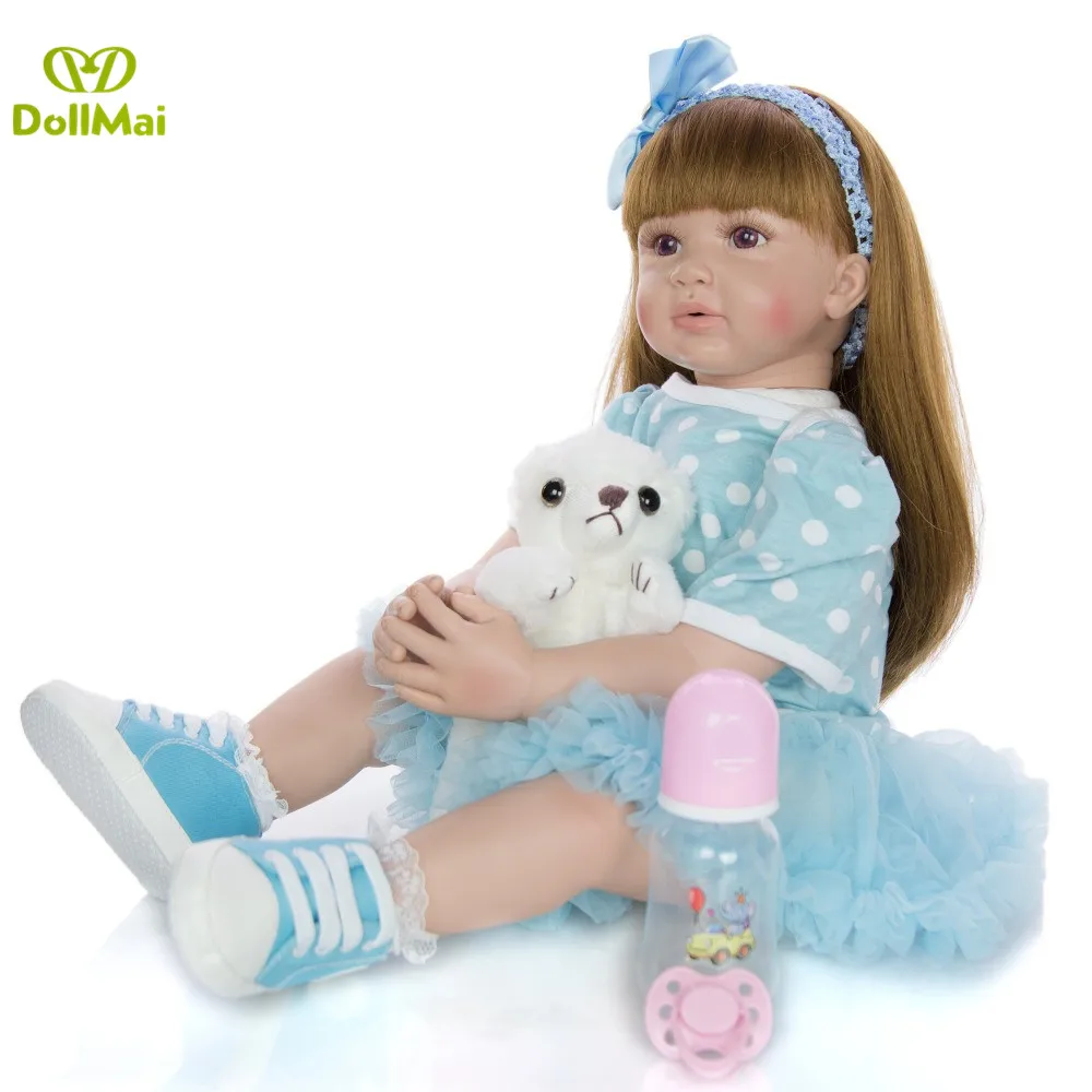 

60cm Reborn Doll Toddler Soft Silicone Vinyl Limbs 24" Princess babies Alive Bebe reborn Girl Lovely Birthday Gift Play House To