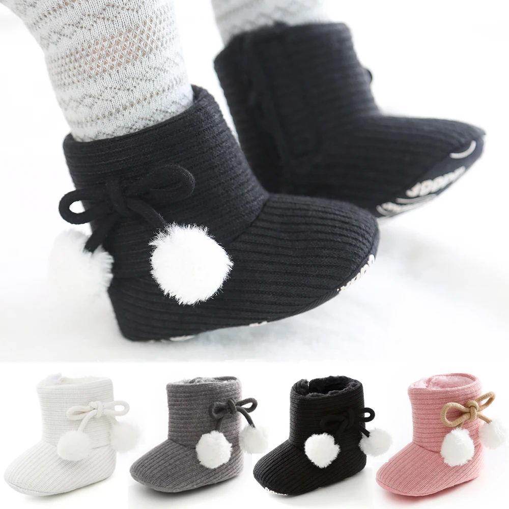 Зимние ботинки на мягкой подошве для маленьких девочек; теплые ботинки для малышей