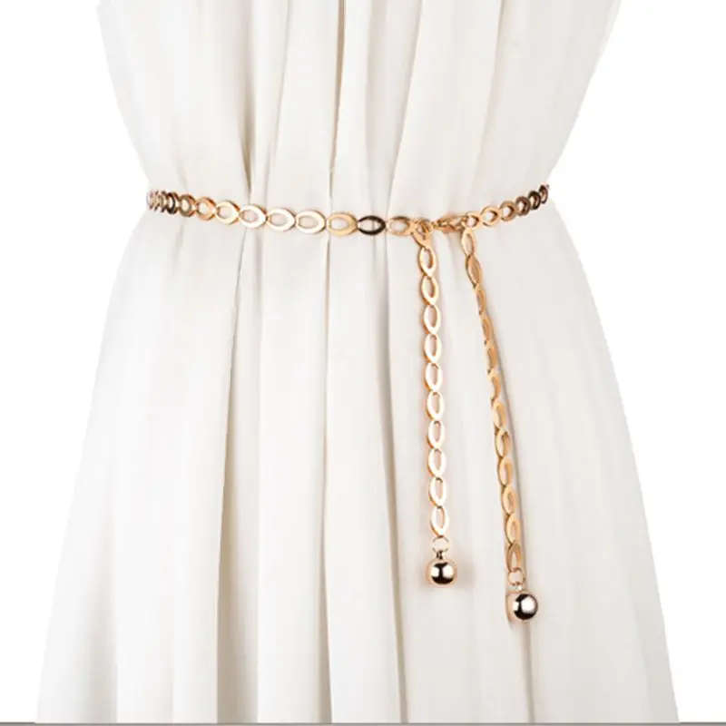 

Fashion Wild Girls Metal Waist Chain Women Thin Belt Decoration Dress with Shirt Waistband