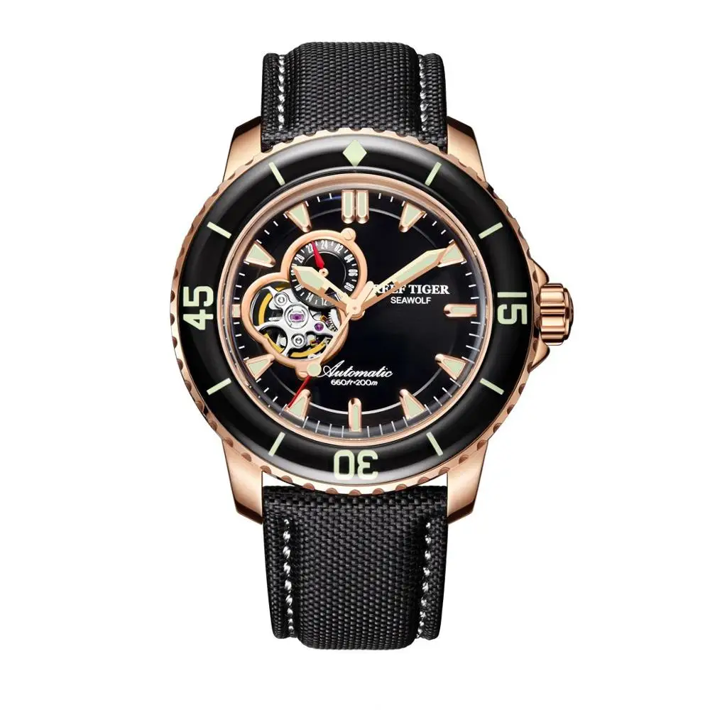 men watch p2 Мужские наручные часы для дайвинга, мужские спортивные автоматические часы Reef Tiger man gold 200 м водонепроницаемые механические наручные часы reloj RGA3039 - Цвет: men watch p2
