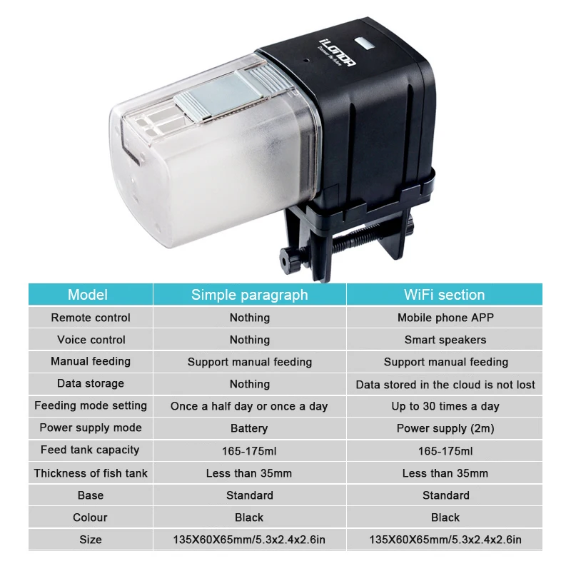 175 мл программируемый wifi автоматический кормушка для аквариума таймер резервуара автоматическая кормушка для рыб wifi управление мобильным приложением
