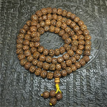 

TIBETAN BUDDHIST RUDRAKSHA BEADS PRAYING MALA 108PCS OLD OILED RUDRAKSHA BODHI SEEDS YOGA MEDITATION NECKLACE FOR MAN BRO578