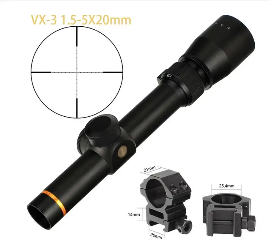 Mil Dot Reticle 20mm L VX-3 1.5-5x20 Hunting Riflescope Mil Dot or Duplex Reticle Tactical Rifle Scope Made In China - Цвет: Mil Dot Reticle 20mm