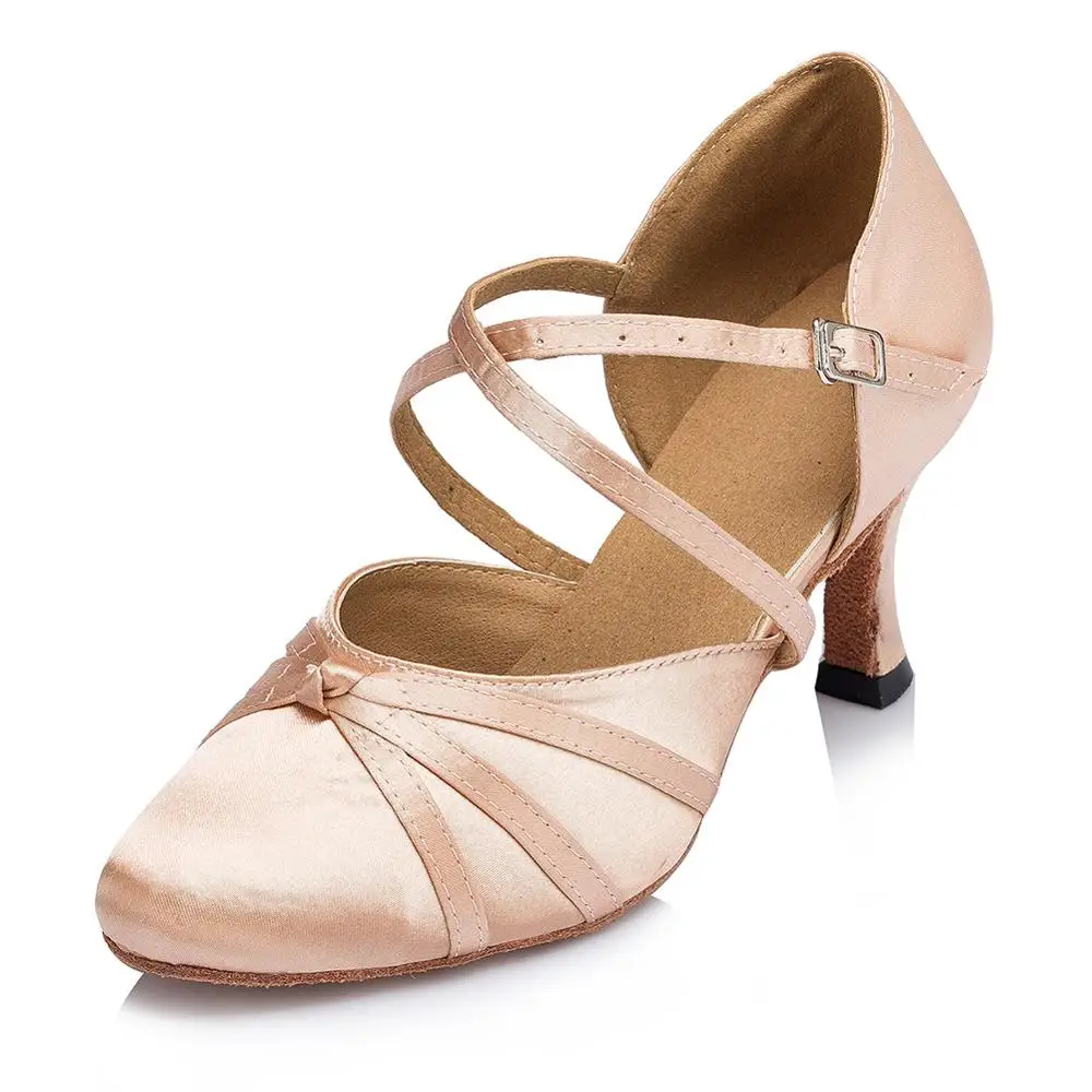 HROYL Женская танцевальная обувь, танцевальная обувь для латинских танцев, танго, танцевальная обувь на каблуке, шелковая печать, сальса, Свадебная вечеринка, танцевальная обувь,, 6-10 см