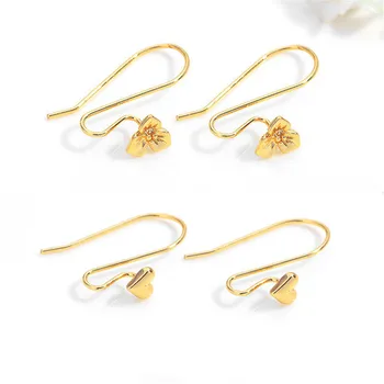 

5 pairs Brass Earring Hooks Earring Findings Heart Shape or Flower Shape Ear Wires 18x21mm EC003