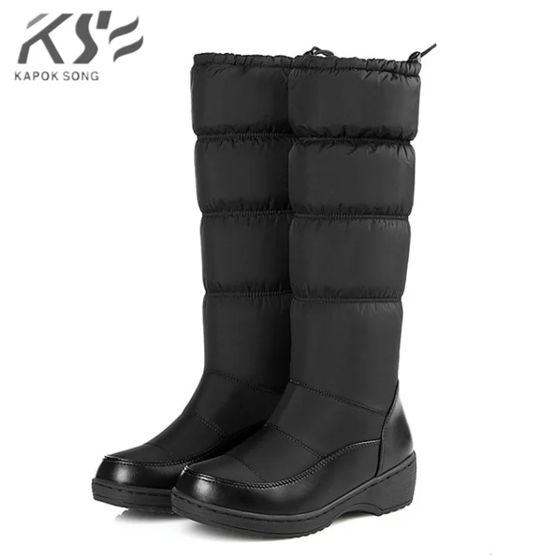 women boots 2019 down-fill warm boots lady softable snow boot black white blue women's boots
