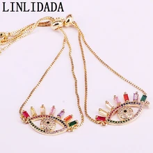 8 шт Радуга CZ микро проложить глаз элегантные женские Девушки браслеты Красочные циркония модные ювелирные изделия подарки