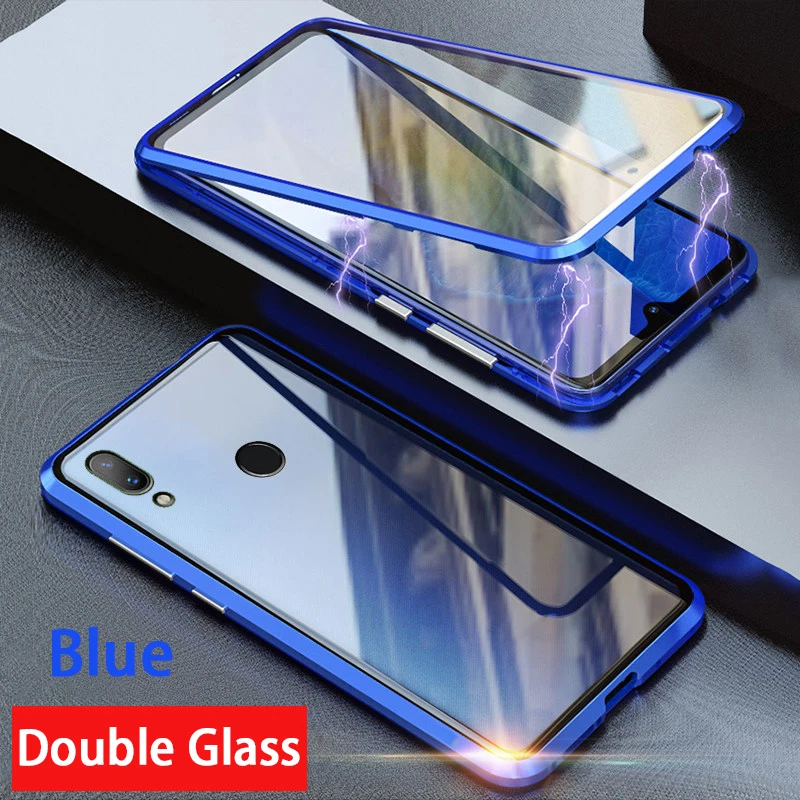 Blue Note8 Магнитный адсорбционный металлический чехол для телефона s Xiao mi Red mi Note 8 7 Pro стеклянный Магнитный чехол красный mi 9T K20 Pro global чехол - Цвет: Blue