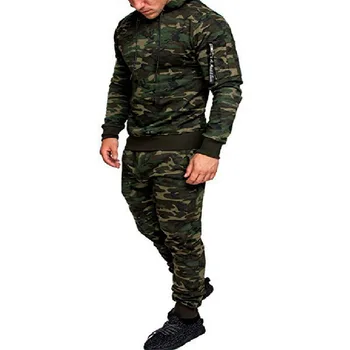 

Men Fashion Soild Camouflage Jackets+Pants Set Male Tracksuit Outdoors Suit Men's Gyms Suit Set Casual Sportswear