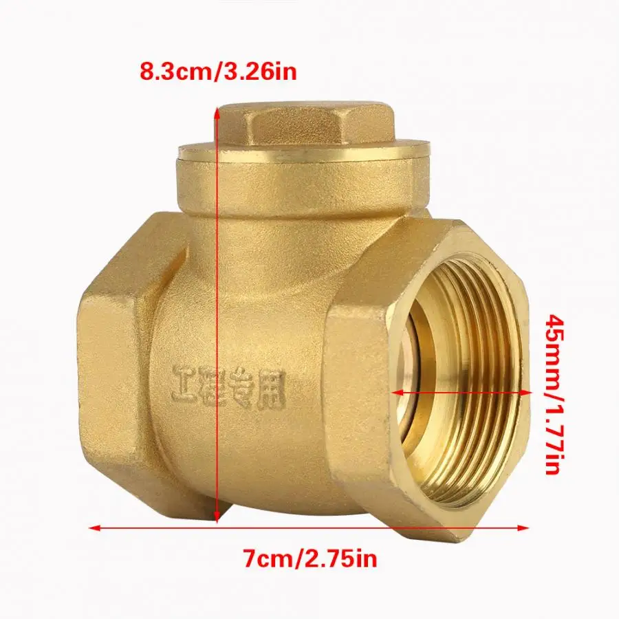Female Thread Brass Non-return Swing Check Valve 232PSI Prevent Water Backflow DN32
