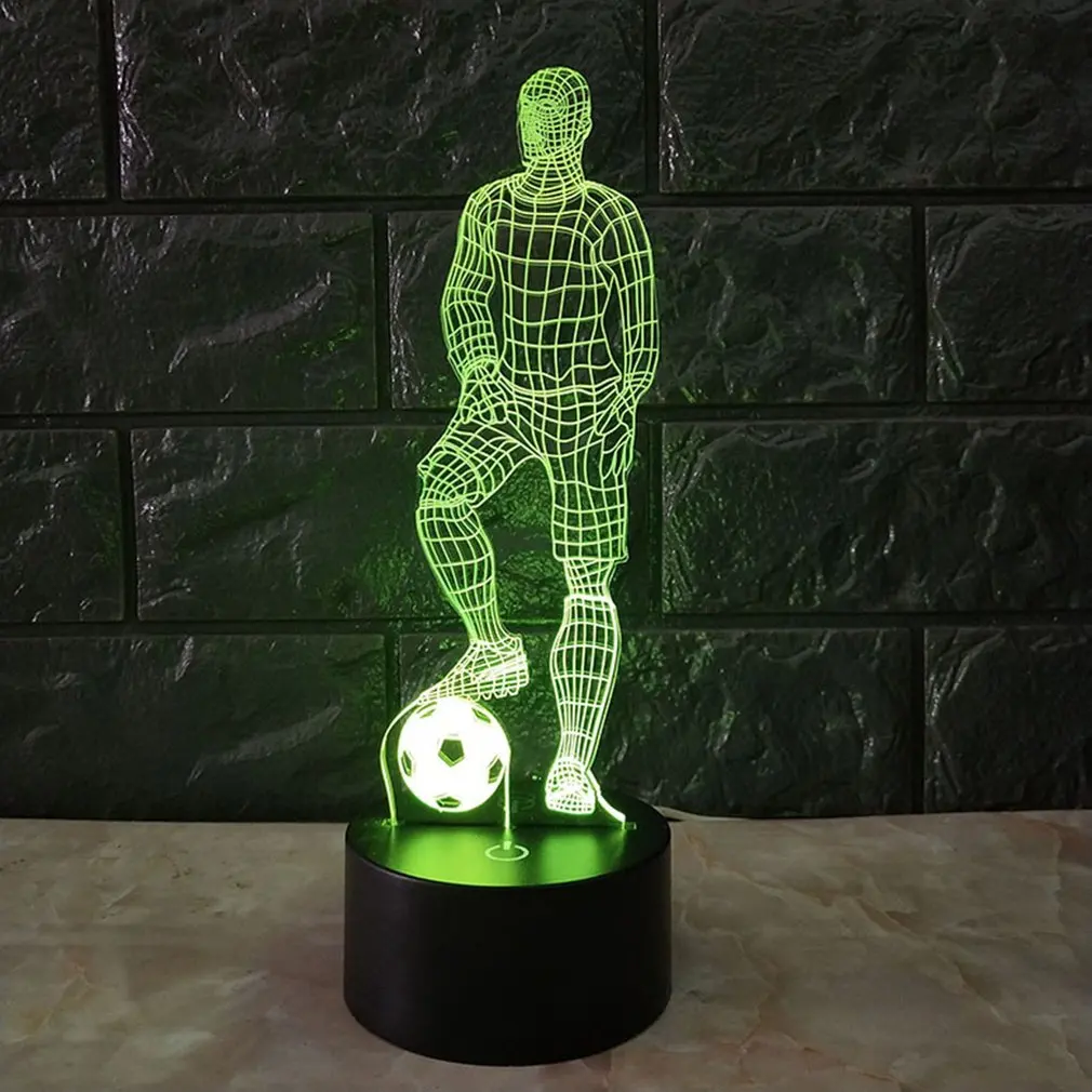 3D Soccer Touch Table Lamp 7 Colors Changing Desk Lamp USB Powered Night Lamp Football LED Light Bedroom Decor Gift