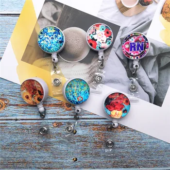 

Retractable Badge Holder Reel Flower Clip On ID Card & Small Key Holders Doctor Student IC ID Card Badge Holder