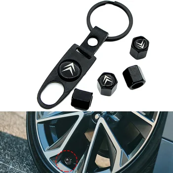 

Fashion Car Badge Emblem Wheel Tire Valve Caps with Keychain For Citroens C1 C2 C3 C4 C5 C6 C8 C4L DS3 DS5 Car Accessories