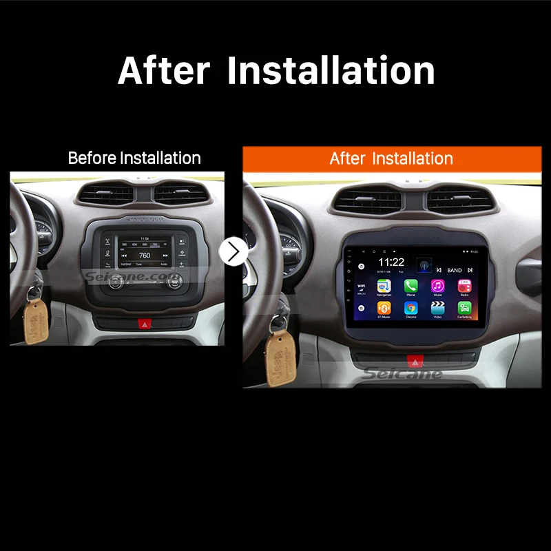 Best Seicane 2 DIN 9" Android 8.1/9.0 Car GPS Radio Stereo Head Unit Wifi Multimedia Player For 2016 Jeep Renegade Support Bluetooth 5