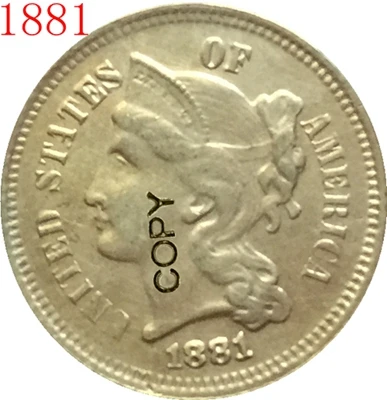 США(1865-1889) 26 монет три цента никеля копии монет - Цвет: 1881
