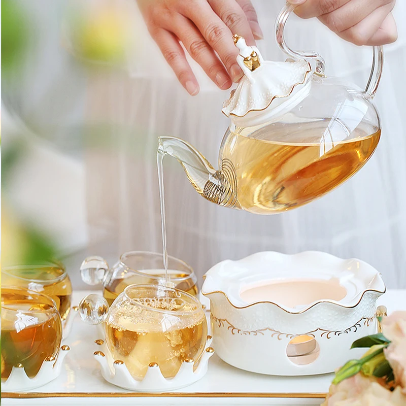 Nordic Borosilicate Glass Teapot Heat-Resistant Large Clear Tea Pot Flower  Tea Cup Set Teaware Tea Pot and Cup Set Drinkware - AliExpress