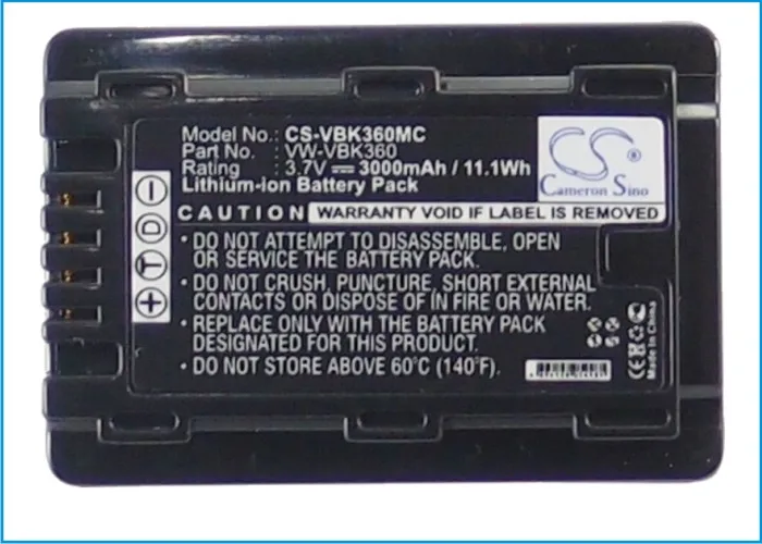 Cameron sino 3000mAh аккумулятор для Panasonic HC-V10/V100/V100M/V500/V500M/V700/V700M, HDC-HS60K/SD40/SD60, VW-VBK360