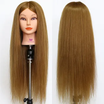 

26" 27# 90% Real Animal Hair Styling Manikin Doll Training Head for Salon Comb + Clamp Training Head Hairdressing Mannequin Head