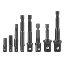 

8 Pcs Socket Bits Adapter Connector Set Screw Bit Joint Nut Driver Hex Drill Nut Power Bar Shank 1/4'' 3/8'' 1/2'' Socket Wrench