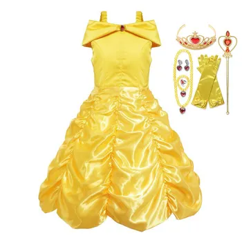 

Dress 2020 new hit Girls Belle Princess Dress Cosplay Costume Birthday Party Clothes Children Halloween Long Gown Costume