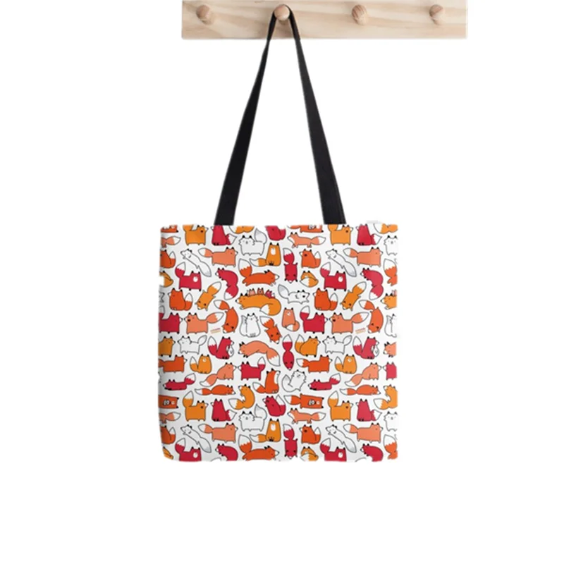 2021 Shopper Foxy Foxes Tote Bag Printed Tote women Harajuku shopper handbag girl Shoulder shopping bag Lady Canvas Bag