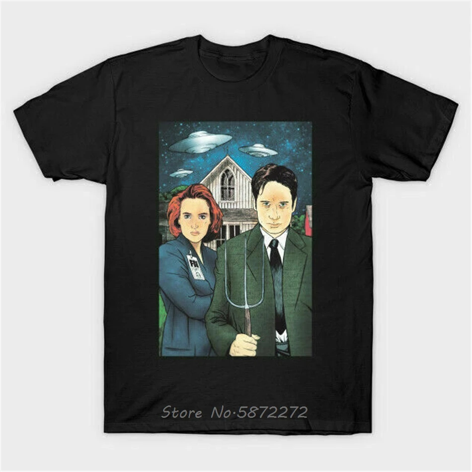Мужская хлопковая футболка Fox Mulder Дана Скалли американская Готическая пародия с