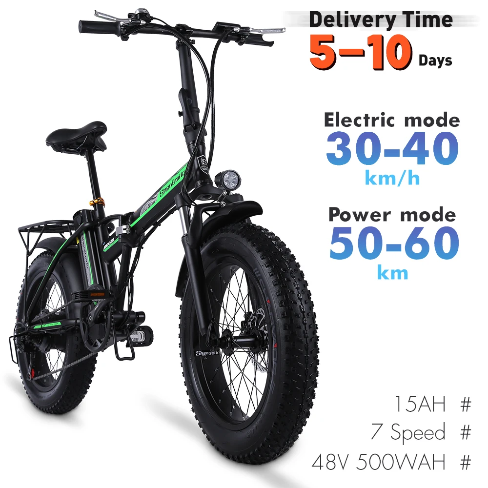 Electric Bike 500W4.0 Fat Tire Electric Bicycle Beach Cruiser Bike Booster Bike 48v Lithium Battery Folding Mens Women's Ebike